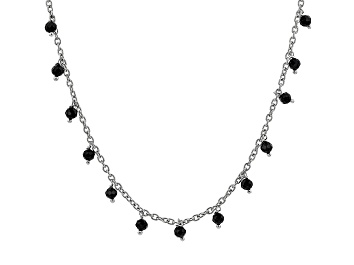 Picture of Black Spinel Rhodium Over Sterling Silver Necklace 10.00ctw