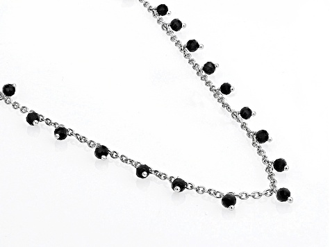 Black Spinel Rhodium Over Sterling Silver Necklace 10.00ctw