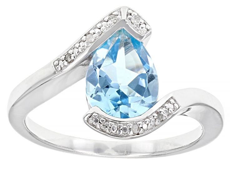 Delicate Sky Blue Topaz Ring Sweet heart Ring offers Bypass Band Silver Engagement Ring