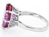 Pink Topaz Rhodium Over Sterling Silver Ring 9.83ctw