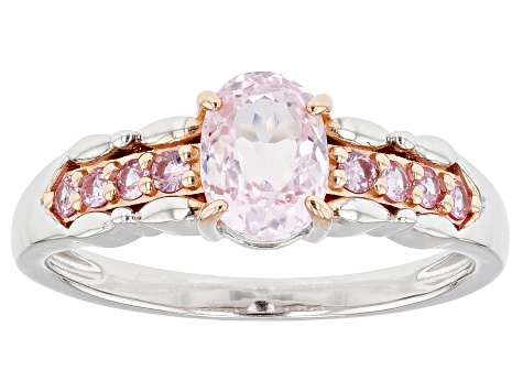 Pink Kunzite Rhodium Over Silver Two-Tone Ring 1.13ctw