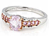 Pink Kunzite Rhodium Over Silver Two-Tone Ring 1.13ctw