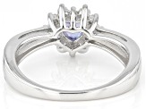 Blue Tanzanite Rhodium Over Sterling Silver Ring 0.58ctw