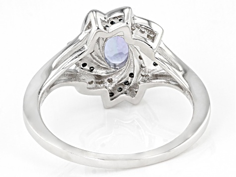 Blue Tanzanite Rhodium Over Silver Ring 0.83ctw