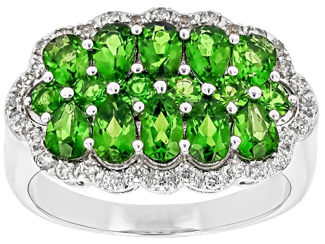 Green Chrome Diopside Rhodium Over Silver Ring 2.50ctw