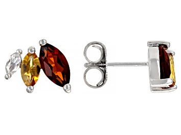 Picture of Orange Madeira Citrine Rhodium Over Sterling Silver Earrings 1.39ctw