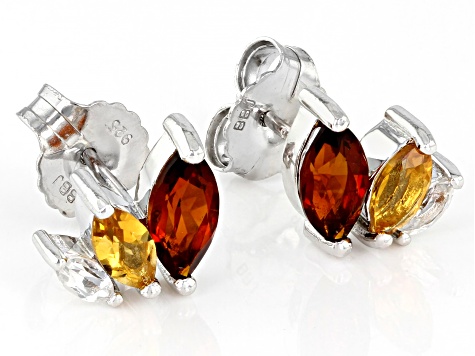 Orange Madeira Citrine Rhodium Over Sterling Silver Earrings 1.39ctw