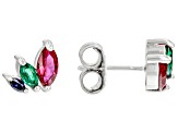 Red Lab Created Ruby Rhodium Over Sterling Silver Earrings 1.80ctw