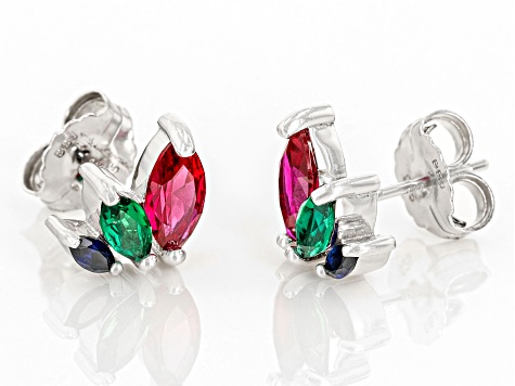 Red Lab Created Ruby Rhodium Over Sterling Silver Earrings 1.80ctw