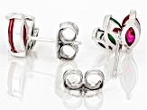 Red Lab Created Ruby Rhodium Over Sterling Silver Earrings 1.80ctw