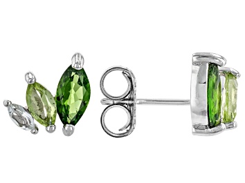 Picture of Green Chrome Diopside Rhodium Over Sterling Silver Earrings 1.52ctw