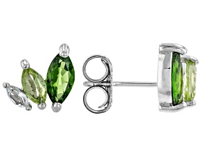 Green Chrome Diopside Rhodium Over Sterling Silver Earrings 1.52ctw