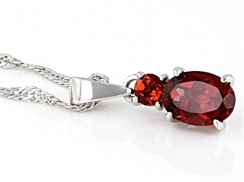 Red Garnet Rhodium Over Sterling Silver Pendant With Chain 0.94ctw