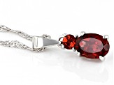 Red Garnet Rhodium Over Sterling Silver Pendant With Chain 0.94ctw