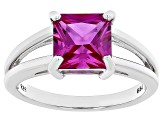 Pink Lab Created Sapphire Rhodium Over Sterling Silver Solitaire Ring 2.36ct