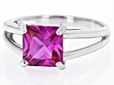 Pink Lab Created Sapphire Rhodium Over Sterling Silver Solitaire Ring 2.36ct
