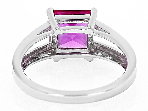 Pink Lab Created Sapphire Rhodium Over Sterling Silver Solitaire Ring 2.36ct