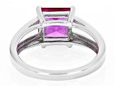 Pink Lab Created Sapphire Rhodium Over Sterling Silver Solitaire Ring 2.36ct