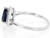 Blue Lab Created Sapphire Rhodium Over Sterling Silver Ring 1.41ctw