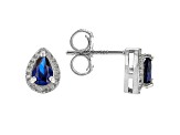 Blue Lab Created Sapphire Rhodium Over Sterling Silver Stud Earrings 1.09ctw