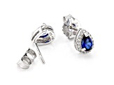 Blue Lab Created Sapphire Rhodium Over Sterling Silver Stud Earrings 1.09ctw