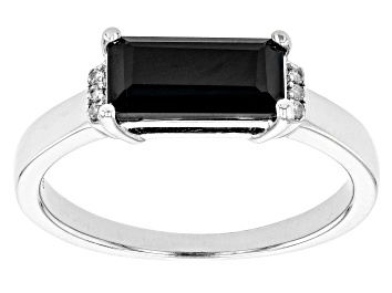 Picture of Black Spinel Rhodium Over Sterling Silver Band Ring 1.28ctw