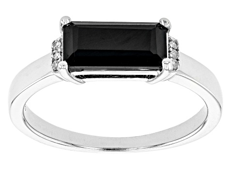 Black Spinel Rhodium Over Sterling Silver Band Ring 1.28ctw
