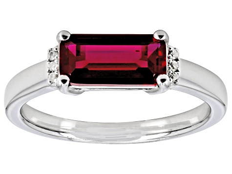 Red Lab Created Ruby Rhodium Over Sterling Silver Band Ring 1.39ctw