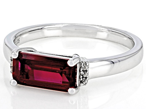 Red Lab Created Ruby Rhodium Over Sterling Silver Band Ring 1.39ctw
