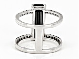 Black Spinel Rhodium Over Silver Elongated Ring 3.64ctw