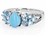 Blue Sleeping Beauty Turquoise Rhodium Over Silver Ring 1.03ctw
