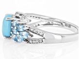 Blue Sleeping Beauty Turquoise Rhodium Over Silver Ring 1.03ctw