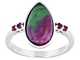 Multicolor Ruby-In-Zoisite Rhodium Over Sterling Silver Ring 0.12ctw