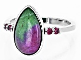 Multicolor Ruby-In-Zoisite Rhodium Over Sterling Silver Ring 0.12ctw