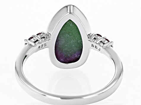 Multicolor Ruby-In-Zoisite Rhodium Over Sterling Silver Ring 0.12ctw