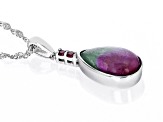 Multicolor Ruby-In-Zoisite Rhodium Over Sterling Silver Pendant Chain 0.06ctw