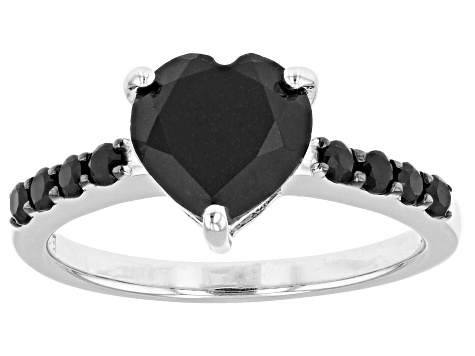 Black Spinel Rhodium Over Sterling Silver Ring 2.07ctw