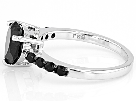 Black Spinel Rhodium Over Sterling Silver Ring 2.07ctw