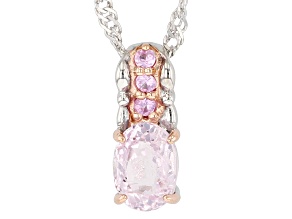 Pink Kunzite Rhodium Over Silver Two-Tone Pendant With Chain 1.08ctw