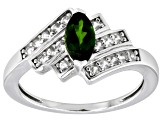 Green Chrome Diopside Rhodium Over Sterling Silver Ring 0.77ctw