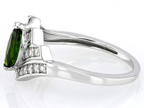 Green Chrome Diopside Rhodium Over Sterling Silver Ring 0.77ctw