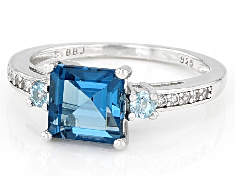 Sz deals 8 JTV LONDON BLUE TOPAZ/ ZIRCON 925 STERLING SOLITAIRE RING