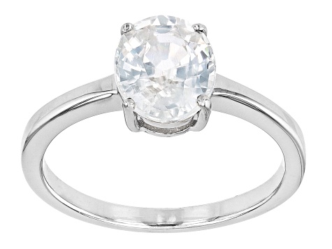 White Zircon Rhodium Over Sterling Silver Solitaire Ring 2.50ct