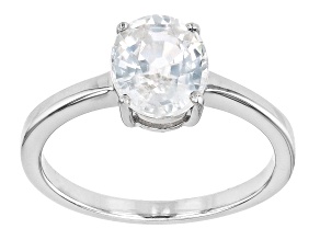 White Zircon Rhodium Over Sterling Silver Solitaire Ring 2.50ct