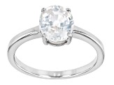 White Zircon Rhodium Over Sterling Silver Solitaire Ring 2.50ct