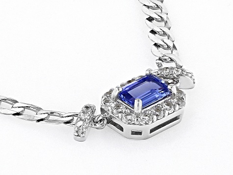 Blue Tanzanite Rhodium Over Silver Necklace 1.73ctw