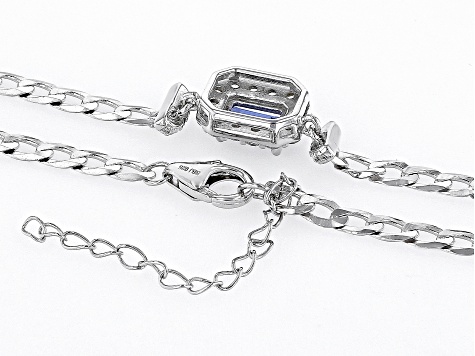 Blue Tanzanite Rhodium Over Silver Necklace 1.73ctw - CTB449