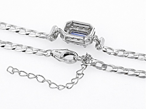 Blue Tanzanite Rhodium Over Silver Necklace 1.73ctw