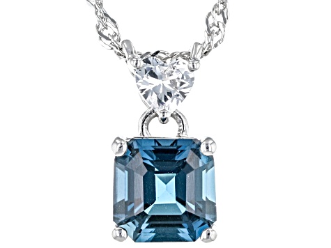 London Blue Topaz Rhodium Over Silver Pendant Chain 1.71ctw