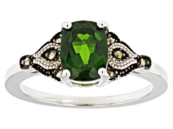 Picture of Green Chrome Diopside Rhodium Over Sterling Silver Ring 1.22ctw